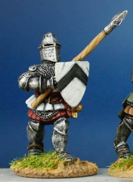 Front Rank Miniatures: HW25 Dismounted Man At Arms - Advancing With Short Lance & Shield - Cyclas Su