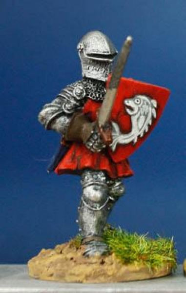 Front Rank Miniatures: HW28 Dismounted Man At Arms - Standing With Sword & Shield - Short Surcoat & 