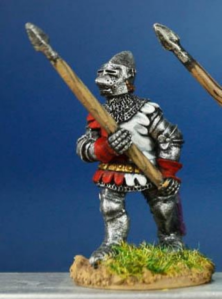 Front Rank Miniatures: HW34 Dismounted Man At Arms - Advancing With Short Lance - Jupon & Houndskull