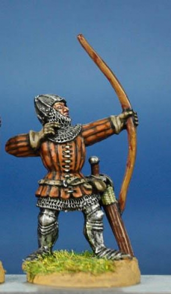 Front Rank Miniatures: HW3 Archer Shooting - Aketon & Leg Armour, Ornate, Bascinet (6 figures)