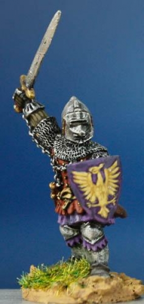 Front Rank Miniatures: HW40 Dismounted Man At Arms - Standing With Sword & Shield (German) - Coat Of