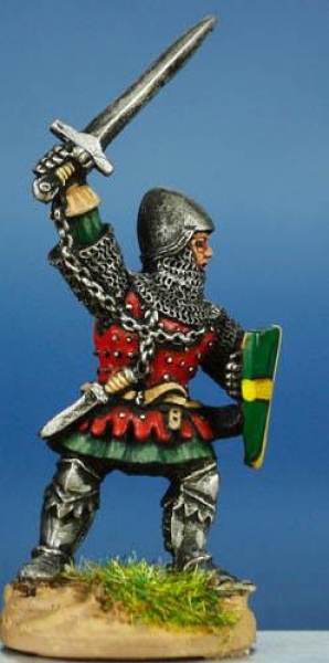 Front Rank Miniatures: HW42 Dismounted Man At Arms - Standing With Sword & Shield (German) - Coat Of