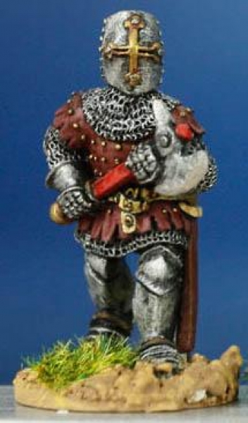 Front Rank Miniatures: HW43 Dismounted Man At Arms - Advancing With Axe (German) - Coat Of Plates & 
