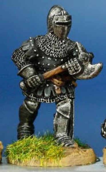 Front Rank Miniatures: HW44 Dismounted Man At Arms - Advancing With Axe (German) - Coat Of Plates & 