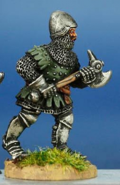 Front Rank Miniatures: HW45 Dismounted Man At Arms - Advancing With Axe (German) - Coat Of Plates & 