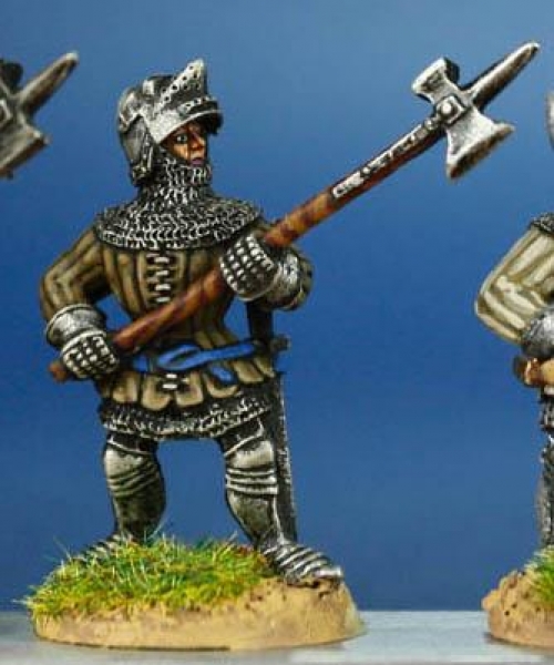 Front Rank Miniatures: HW47 Dismounted Man At Arms - Standing With Poleaxe - Aketon & Houndskull Vis