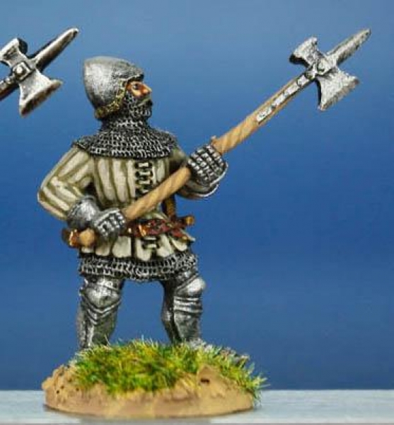 Front Rank Miniatures: HW48 Dismounted Man At Arms - Standing With Poleaxe - Aketon & Bascinet (6 fi