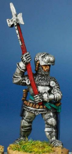 Front Rank Miniatures: HW50 Dismounted Man At Arms -Standing With Poleaxe Raised - White Harness & B