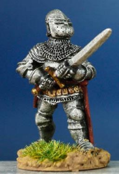 Front Rank Miniatures: HW52 Dismounted Man At Arms - Standing With Hand & Half Sword - White Harness