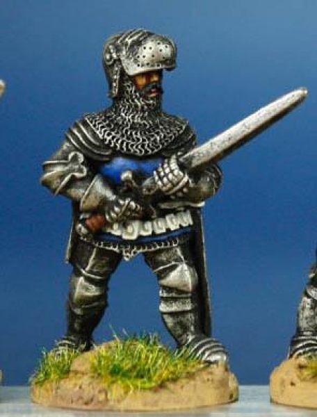 Front Rank Miniatures: HW53 Dismounted Man At Arms - Standing With Hand & Half Sword - White Harness