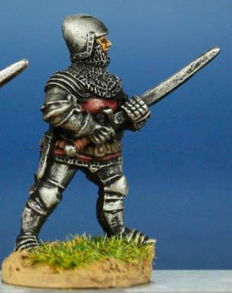 Front Rank Miniatures: HW54 Dismounted Man At Arms - Standing With Hand & Half Sword - White Harness