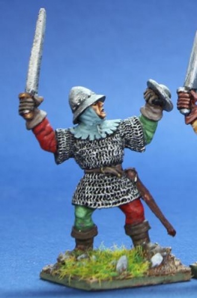 Front Rank Miniatures: HW70 Infantryman With Sword & Buckler - Mail Hauberk & Kettle Hat (6 figures)