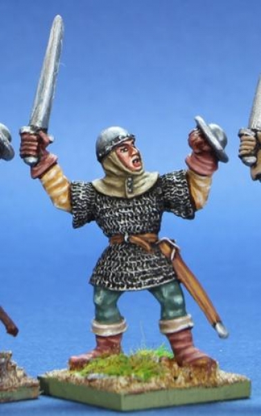 Front Rank Miniatures: HW71 Infantryman With Sword & Buckler - Mail Hauberk & Skull Cap (6 figures)