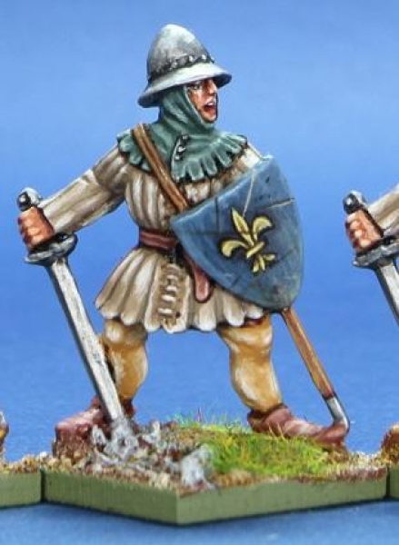 Front Rank Miniatures: HW74 Infantryman With Sword & Shield - Aketon & Kettle Hat (6 figures)