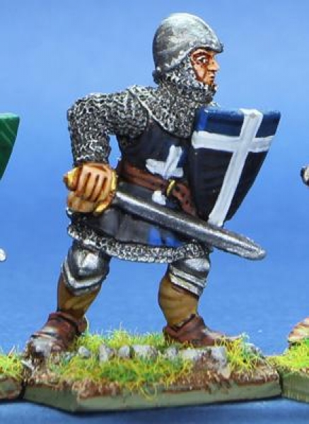 Front Rank Miniatures: HW77 Infantryman With Sword & Shield - Livery Tunic & Bascinet (6 figures)