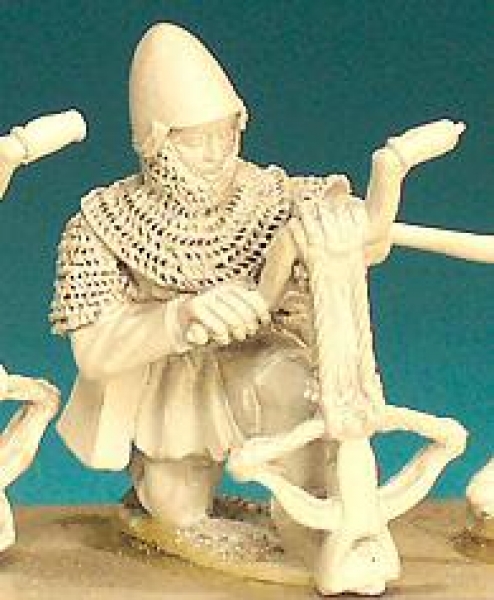 Front Rank Miniatures: HW90 Crossbowman - Tunic And Bascinet, Kneeling Winding Windlass (6 figures)