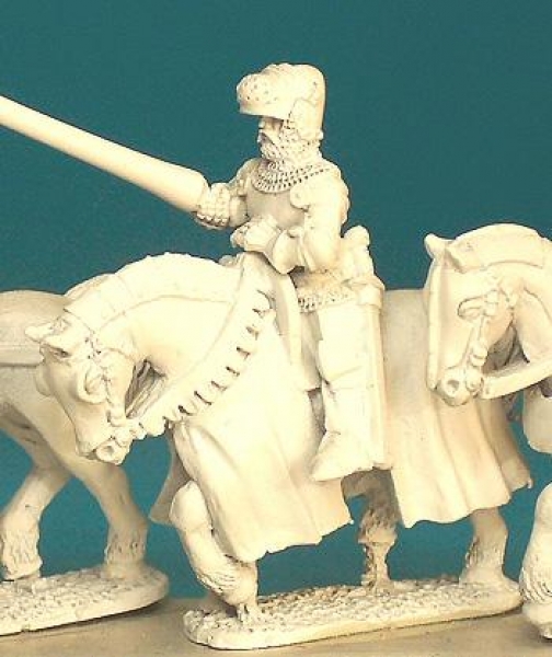 Front Rank Miniatures: HWC12 Mounted Man At Arms - Lance Forward - White Harness And Bascinet, Visor