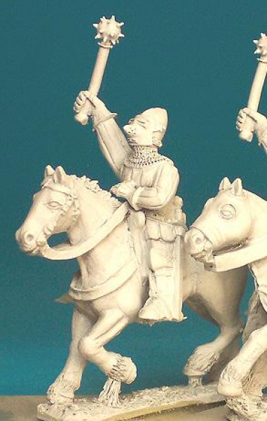 Front Rank Miniatures: HWC19 Raised Hand Weapon - Aketon And Houndskull, Visor Down, Holding Morning