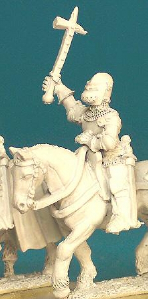 Front Rank Miniatures: HWC23 Raised Hand Weapon - White Harness And Bascinet, Visor Down, Holding Wa