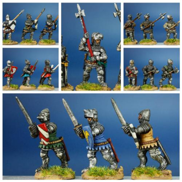 Front Rank Miniatures: HWPK10 Mixed Dismounted Men At Arms - Hundred Years War (6 Figures)