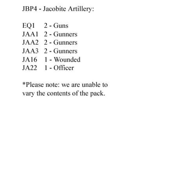 Front Rank Miniatures: JBP4 Jacobite Artillery (2 x 3lb Guns And 8 Crew)