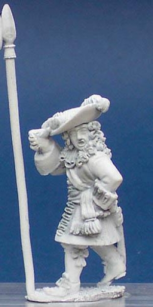 Front Rank Miniatures: LS51 Officer / Std Bearer - Marching, Head Turned Shouting With Spontoon (6 f