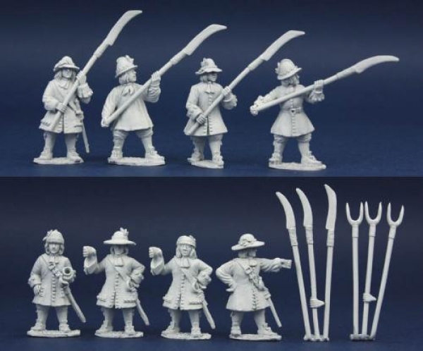 Front Rank Miniatures: LSGP2 Monmouth Rebels Armed With Scyths/Pitch Forks, 8 Mixed Figures Per Pack