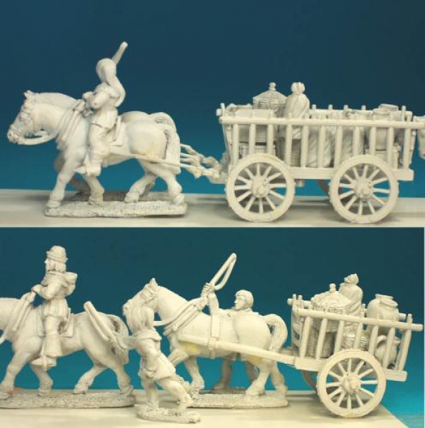Front Rank Miniatures: MPK14 Medieval Baggage Train Set (2 Wagons, 4 Horses Plus Drivers & Baggage)