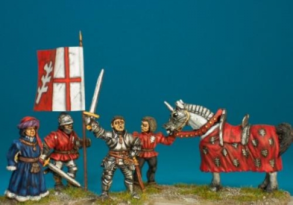 Front Rank Miniatures: MPK4 Warwick The Kingmaker Set (4 Figures, 1 Horse)