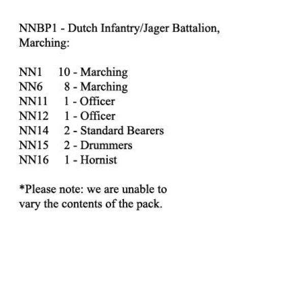 Front Rank Miniatures: NNBP1 Dutch Infantry / Jager Battalion 1815, Marching (25 Figures)