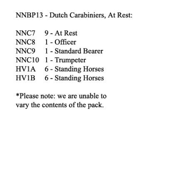 Front Rank Miniatures: NNBP13 Dutch Carabiniers, At Rest (12 Mounted Figures)
