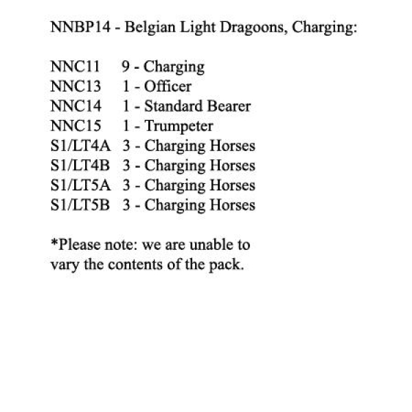 Front Rank Miniatures: NNBP14 Belgian Light Dragoon, Charging (12 Mounted Figures)