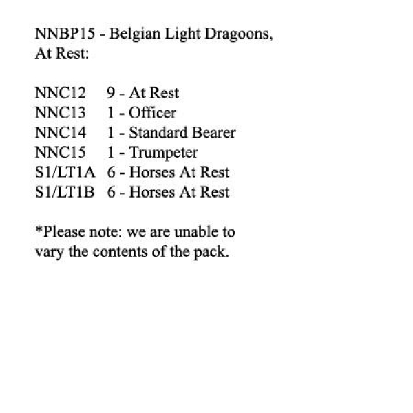 Front Rank Miniatures: NNBP15 Belgian Light Dragoon, At Rest (12 Mounted Figures)