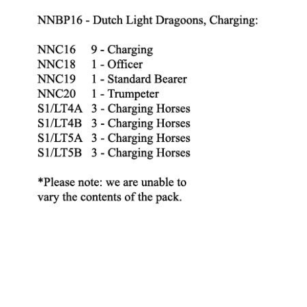 Front Rank Miniatures: NNBP16 Dutch Light Dragoon, Charging (12 Mounted Figures)