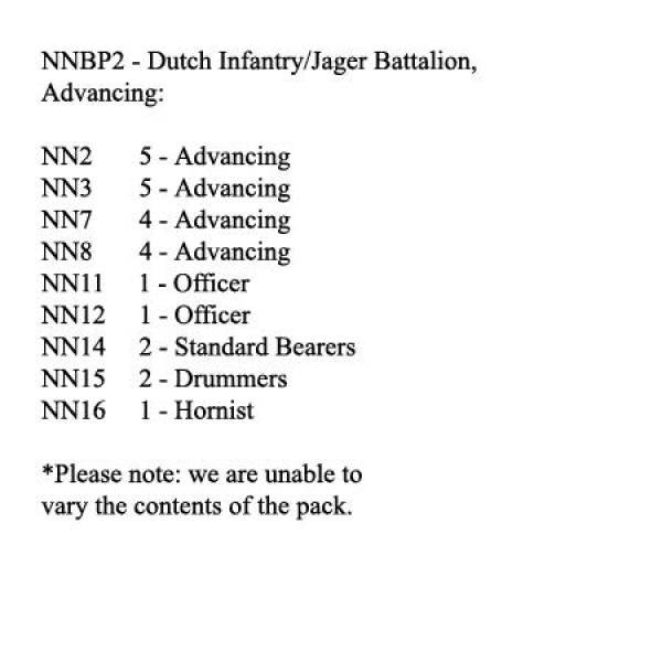 Front Rank Miniatures: NNBP2 Dutch Infantry / Jager Battalion 1815, Advancing (25 Figures)