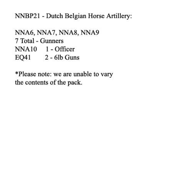 Front Rank Miniatures: NNBP21 Dutch/Belgian Horse Artillery (2 x 6lb Guns And 8 Crew)