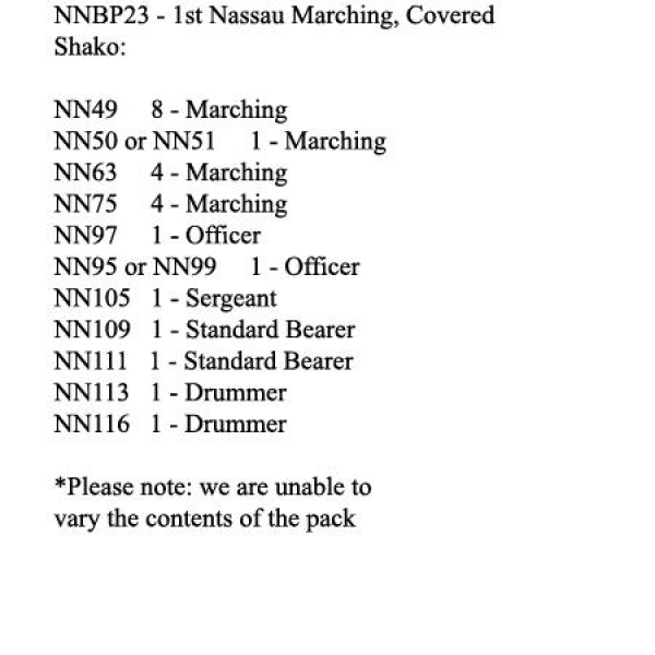 Front Rank Miniatures: NNBP23 1st Nassau Infantry Marching Covered Shako (24 Figures)