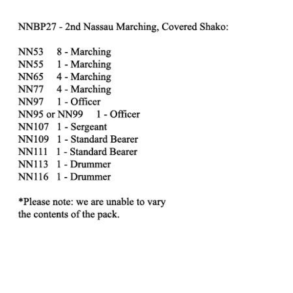 Front Rank Miniatures: NNBP27 2nd Nassau Infantry Marching Covered Shako (24 Figures)