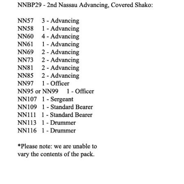 Front Rank Miniatures: NNBP29 2nd Nassau Infantry Advancing Covered Shako (24 Figures)