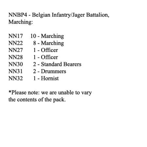 Front Rank Miniatures: NNBP4 Belgian Infantry / Jager Battalion 1815, Marching (25 Figures)