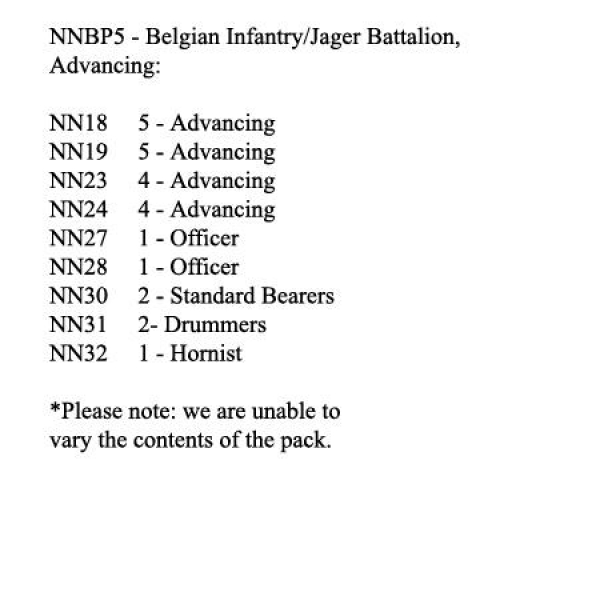 Front Rank Miniatures: NNBP5 Belgian Infantry / Jager Battalion 1815, Advancing (25 Figures)