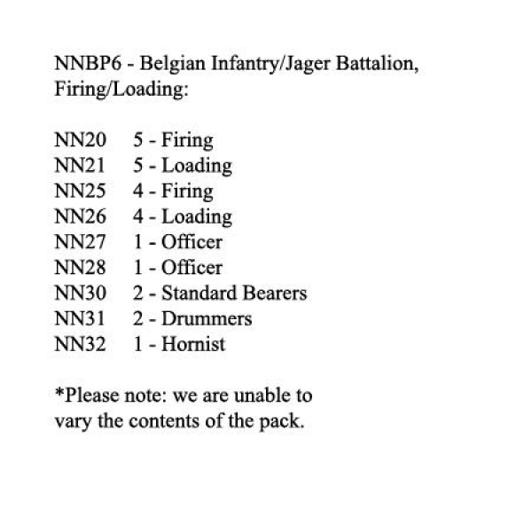 Front Rank Miniatures: NNBP6 Belgian Infantry /Jager Battalion 1815, Firing And Loading (25 Figures)