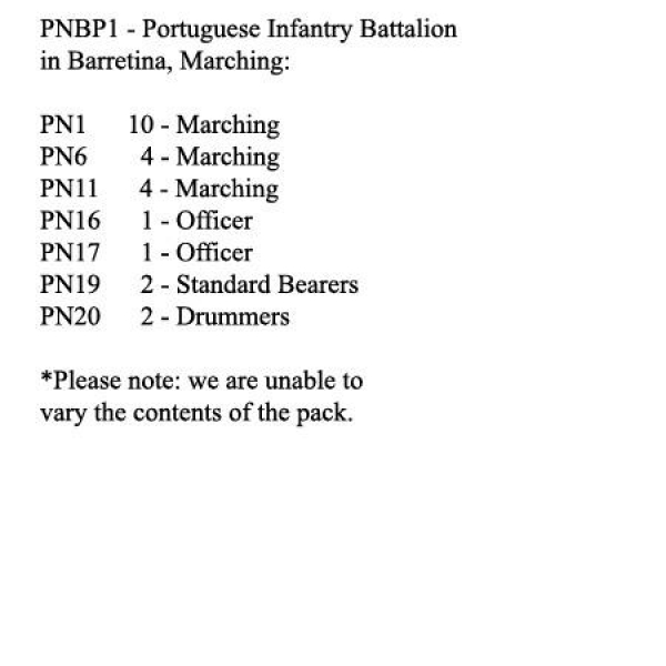 Front Rank Miniatures: PNBP1 Portuguese Infantry In Barretina Cap, Marching (24 Figures)
