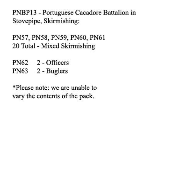 Front Rank Miniatures: PNBP13 Portuguese Cacadore In Stovepipe Cap, Skirmishing (24 Figures)