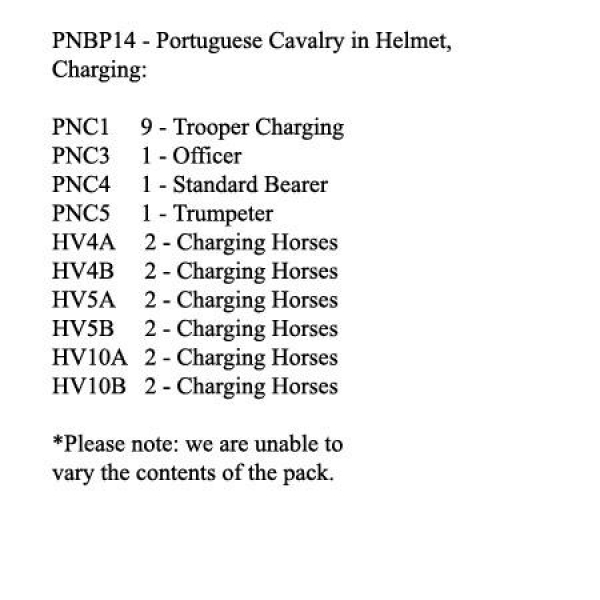 Front Rank Miniatures: PNBP14 Portuguese Cavalry In Helmet, Charging (12 Mounted Figures)