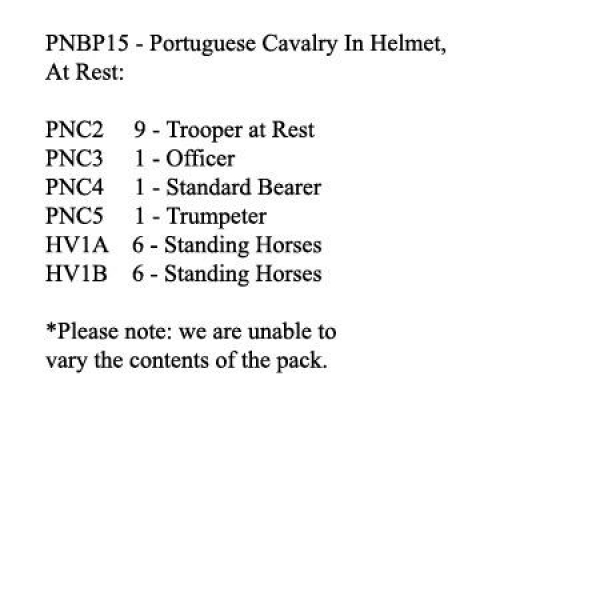 Front Rank Miniatures: PNBP15 Portuguese Cavalry In Helmet, At Rest (12 Mounted Figures)