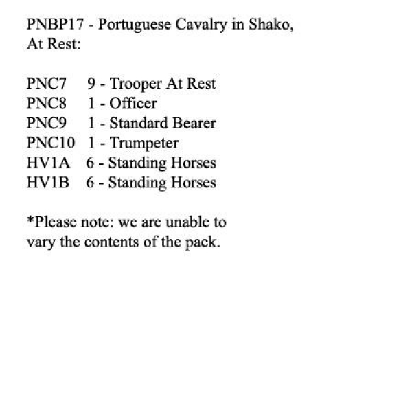 Front Rank Miniatures: PNBP17 Portuguese Cavalry In Shako, At Rest (12 Mounted Figures)