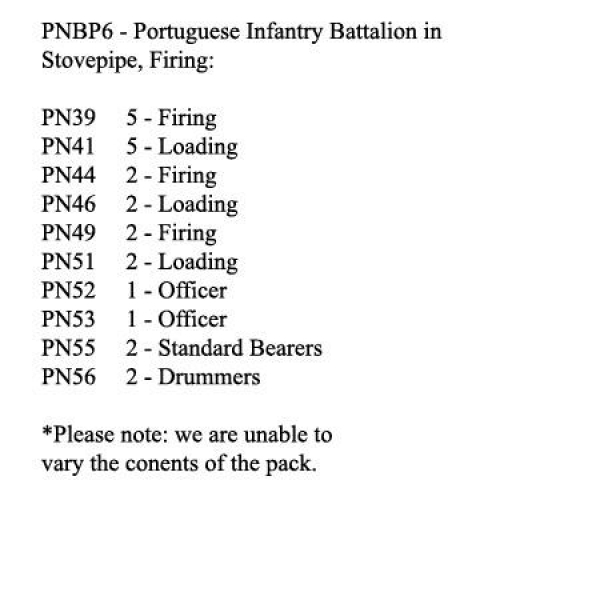 Front Rank Miniatures: PNBP6 Portuguese Infantry In Stovepipe Cap, Firing (24 Figures)
