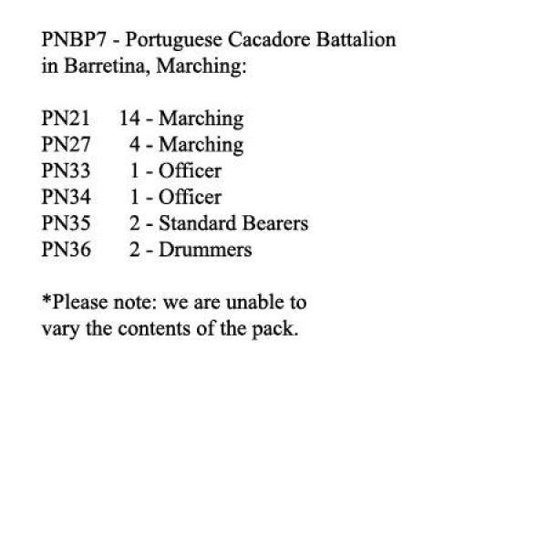 Front Rank Miniatures: PNBP7 Portuguese Cacadore In Barretina Cap, Marching (24 Figures)