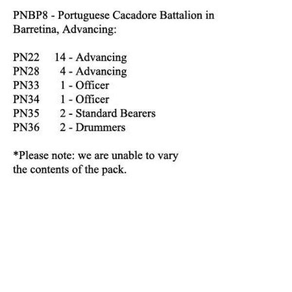 Front Rank Miniatures: PNBP8 Portuguese Cacadore In Barretina Cap, Advancing (24 Figures)